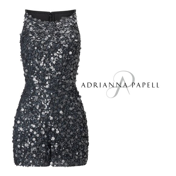 ADRIANNA PAPELL Sequined Romper  𝗡𝗘𝗪 𝗪𝗜𝗧𝗛 𝗧𝗔𝗚𝗦!  ﾟ･｡+☆+｡･ﾟ･｡+☆+｡･ﾟ･｡+ - Picture 4 of 9